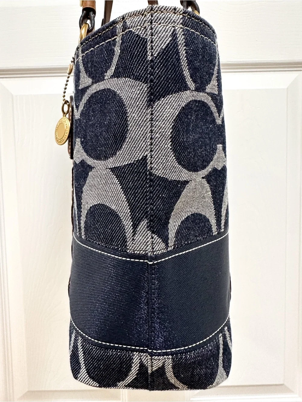 Coach Signature Denim Legacy Heritage Stripe Tote Y2K